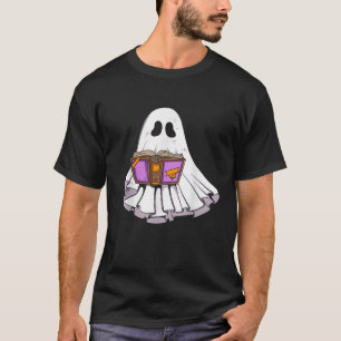 T-shirt Spell Book Reading Ghost Halloween Comic Ghost Kid