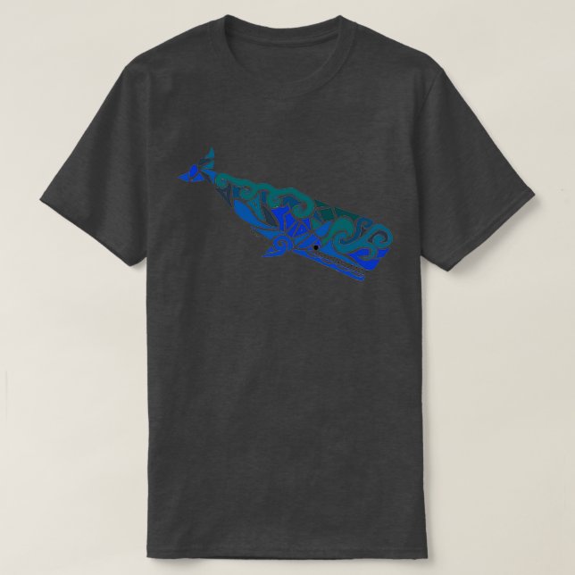 T-shirt Sperm Whale Tribal Design coloré (Design devant)