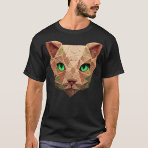 T-shirt Sphinx Chat Polygone Bas Poly Chats Face