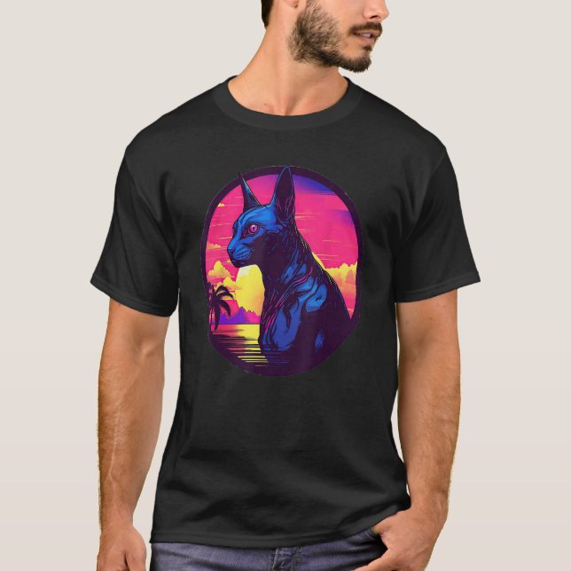 T-shirt Sphinx de coucher de soleil rétro (Devant)