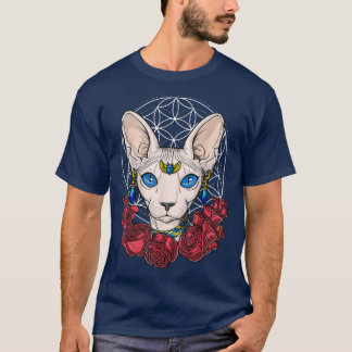 T-shirt Sphyn Chat sans cheveux Chat Sacré Géométrie Flora