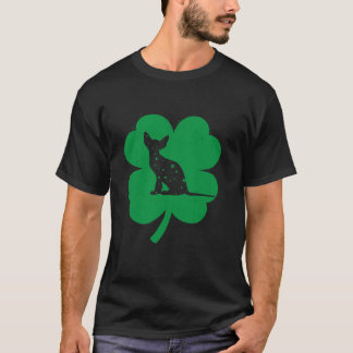 T-shirt Sphynx Amoureux des chats Shamrock irlandais Leaf 