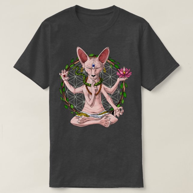 T-shirt Sphynx Cat Yoga (Design devant)