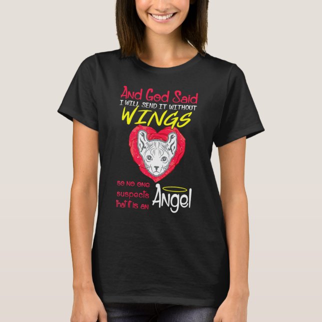 T-shirt Sphynx Chat Angel sans ailes Animaux (Devant)