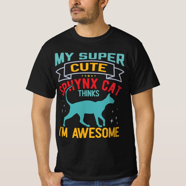 T-shirt Sphynx Chat canadien sans cheveux amusant (Devant)
