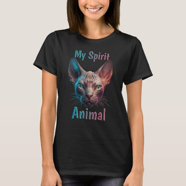 T-shirt Sphynx Chat est mon Esprit Animal Hairless Chat ma (Devant)