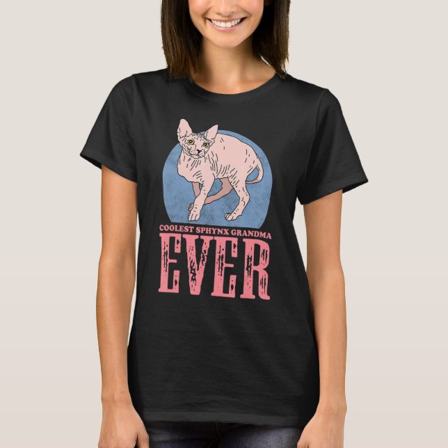 T-shirt Sphynx Chat Grand-mère Chat sans cheveux Propriéta (Devant)