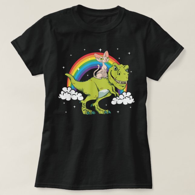 T-shirt Sphynx Chat Kitten T Rex Dinosaur Tyrannosaurus T  (Design devant)