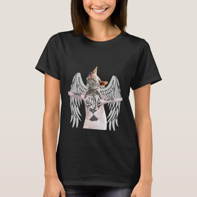 T-shirt Sphynx Chat Kitty Tatouage tatouage sans cheveux P (Devant)