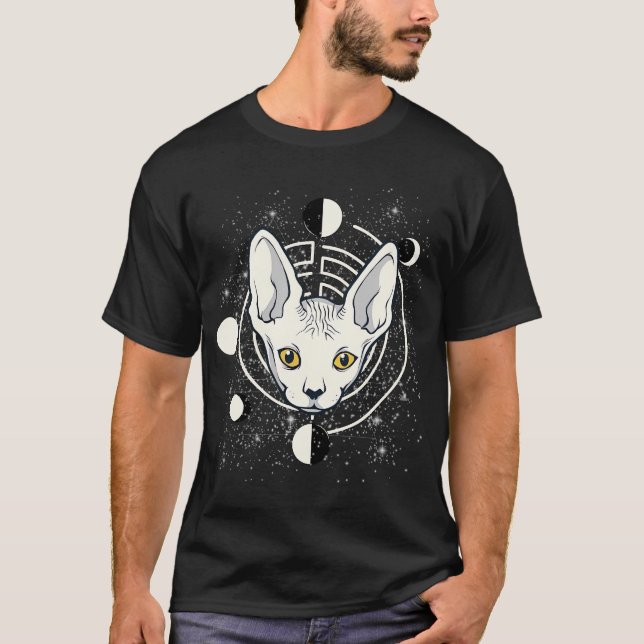 T-shirt Sphynx Chat Moon Phase gothique (Devant)