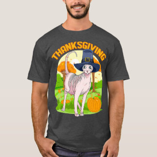T-shirt Sphynx Chat Thanksgiving Day Pilgrie