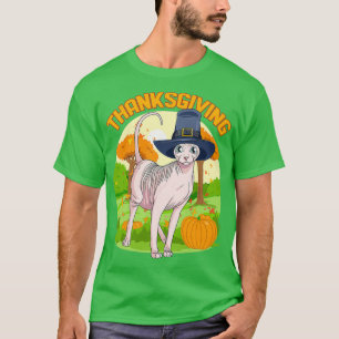 T-shirt Sphynx Chat Thanksgiving Day Pilgrim Perfect Cadea
