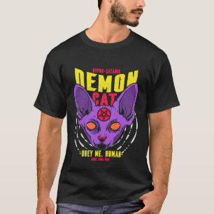 T-shirt Sphynx Demon Cat Pentagram Occulte Satan