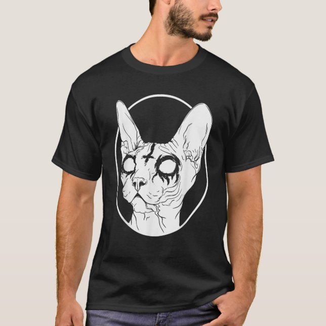 T-shirt Sphynx en métal mort Chat Sorcière esthétique cri (Devant)
