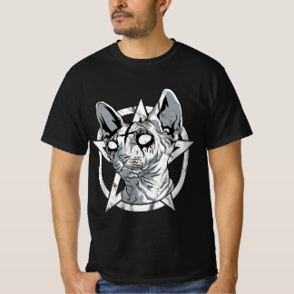 T-shirt Sphynx en métal noir Chat Goth et Sphinx en métal