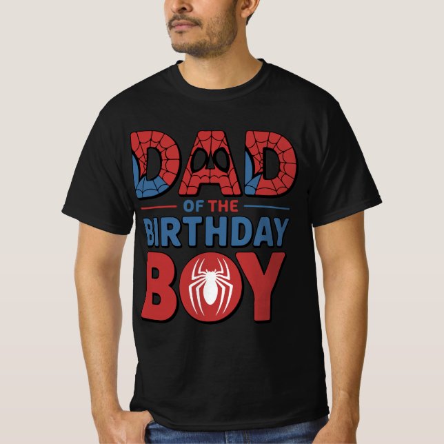T-shirt Spider fête d'anniversaire Papa of the Birthday Bo (Devant)