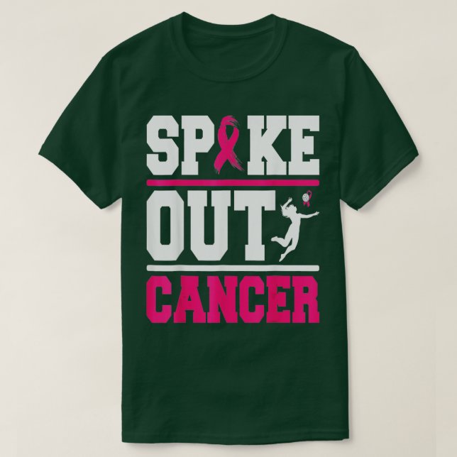 T-shirt Spike Out Cancer Volleyball Joueur Cancer du sein  (Design devant)