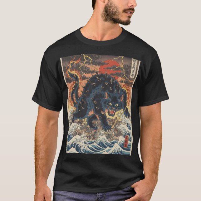 T-shirt Spiked Kaiju Over Tempest Ocean (Devant)