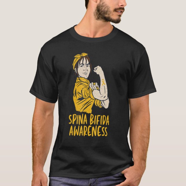 T-shirt Spina Bifida Split Spine Awarness with Yellow Ribb (Devant)