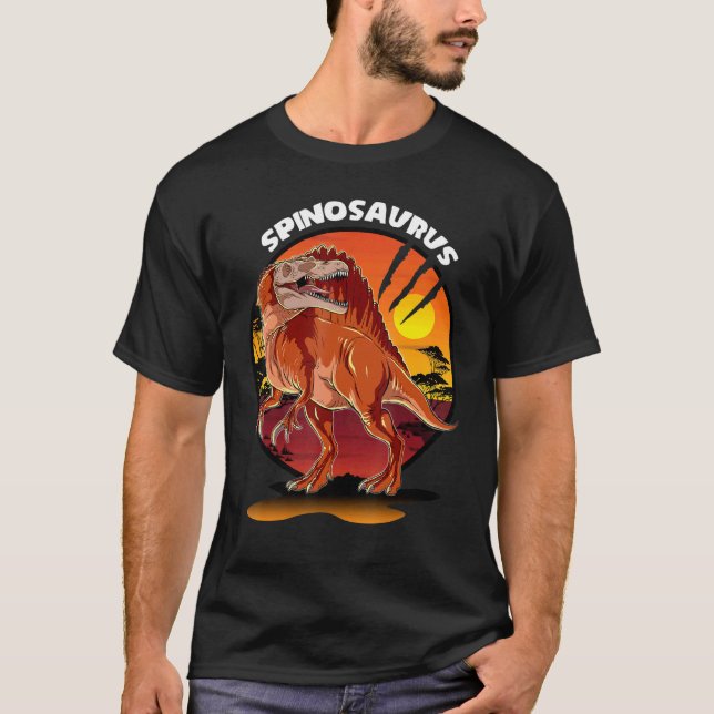 T-shirt Spinosaurus Dinosaur Avec Arrière - plan (Devant)