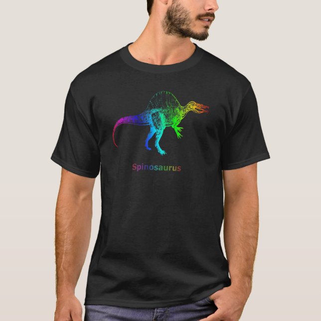 T-shirt Spinosaurus Dinosaur Squelette arc-en-ciel (Devant)