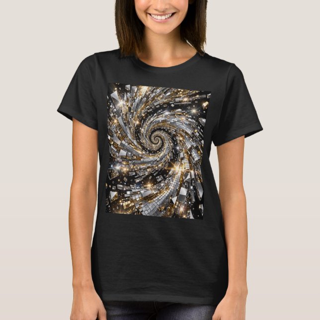 T-shirt Spiral Vortex Disco Or et Argent (Devant)