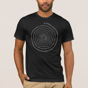 T-shirt Spirale de chiffres de pi (texte blanc)