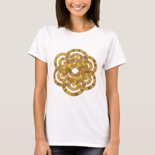 T-shirt Spirale dorée de pièces orange vif dessin audacieu