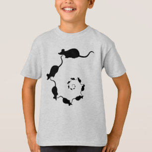 T-shirt Spirale mignonne de souris. Souris noires sur la