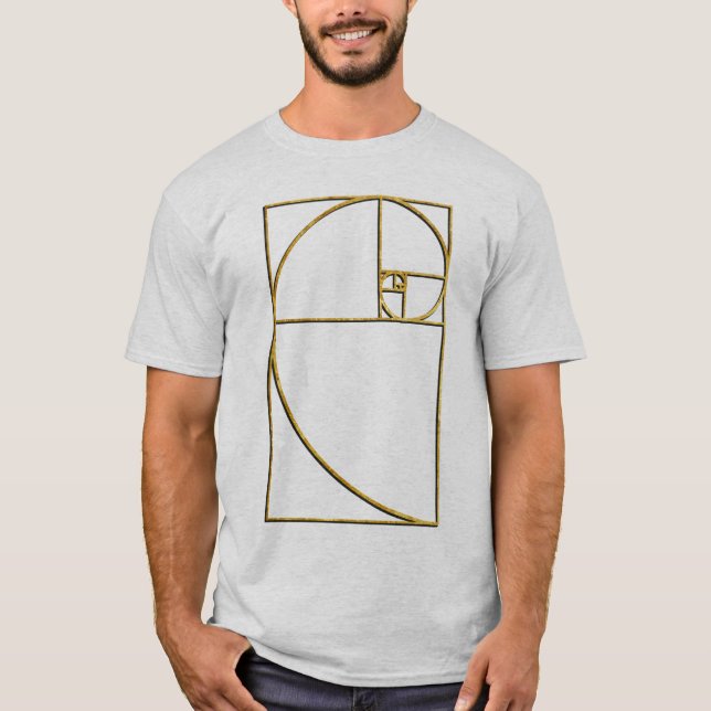 T-shirt Spirale sacrée de Fibonacci de rapport d'or (Devant)