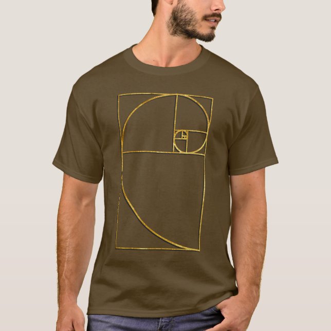 T-shirt Spirale sacrée de Fibonacci de rapport d'or (Devant)