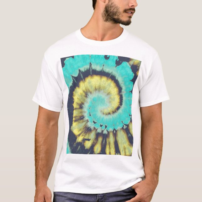T-shirt Spirale turquoise : Grunge Hippie Texture. (Devant)