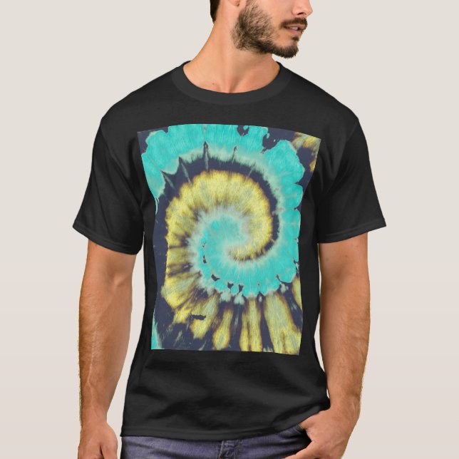 T-shirt Spirale turquoise : Grunge Hippie Texture. (Devant)