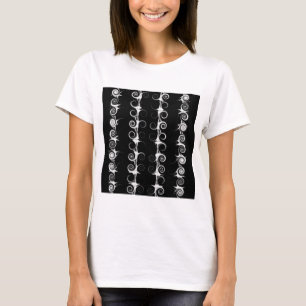 T-shirt Spirales et volutes motif noir et blanc