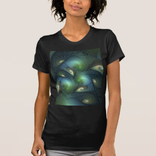 T-shirt Spirales Turquoise Beige Vert Abstrait Fractal Art