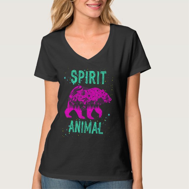T-shirt Spirit Animal Bear Lover Comfort Cute Pink Animals (Devant)
