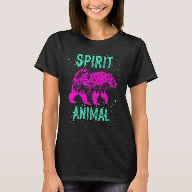 T-shirt Spirit Animal Bear Lover Comfort Cute Pink Animals (Devant)