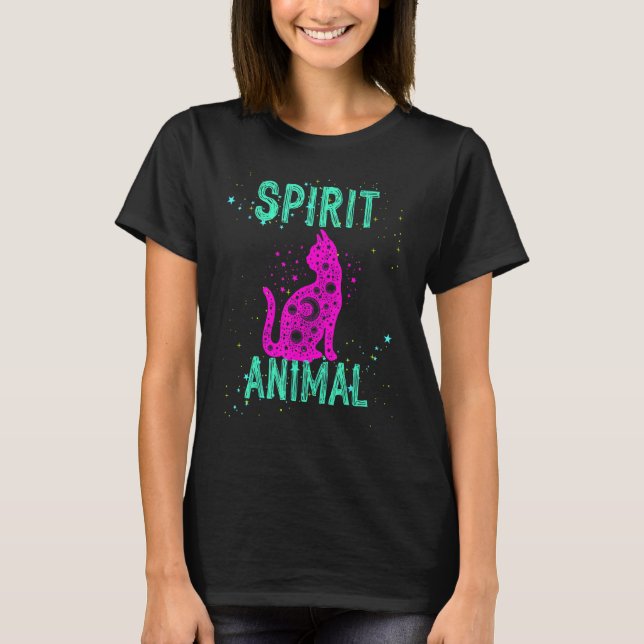 T-shirt Spirit Animal Cat Celestial Comfort Cute Pink Anim (Devant)