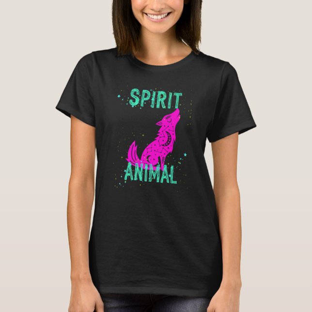 T-shirt Spirit Animal Celestial Wolf Animals Comfort Cute  (Devant)