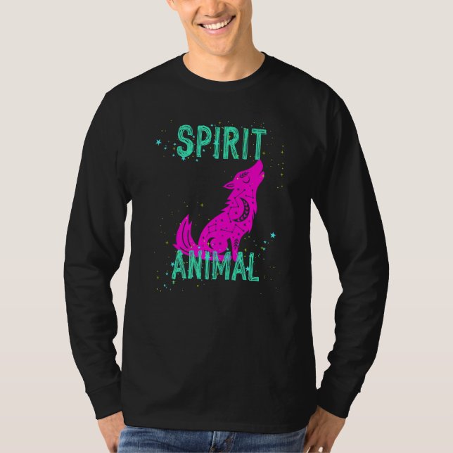 T-shirt Spirit Animal Celestial Wolf Animals Comfort Cute  (Devant)
