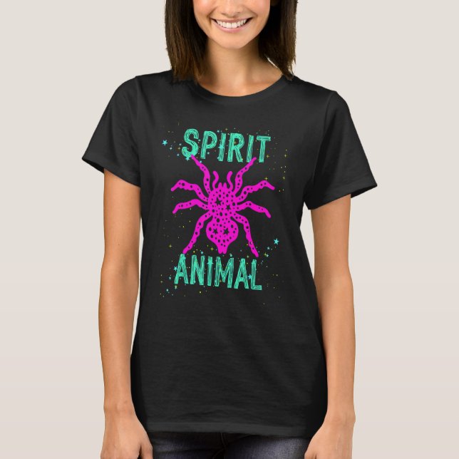 T-shirt Spirit Animal Spider Lover Pink Animals Comfort Cu (Devant)