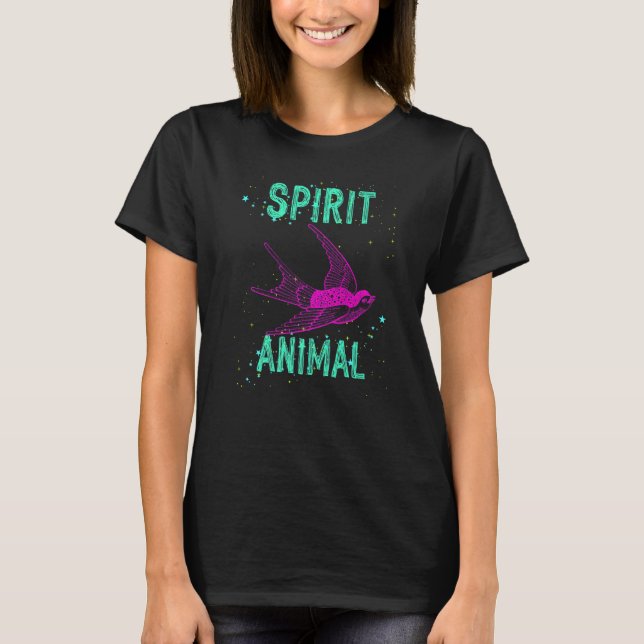 T-shirt Spirit Animal Swallow Bird Pink Animals Comfort Cu (Devant)