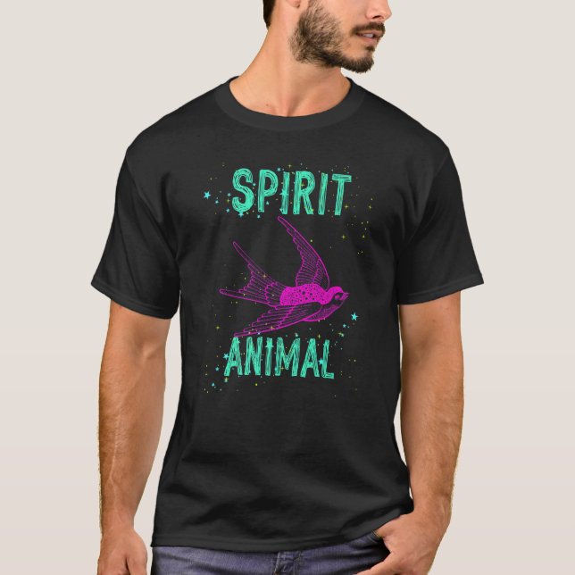 T-shirt Spirit Animal Swallow Bird Pink Animals Comfort Cu (Devant)