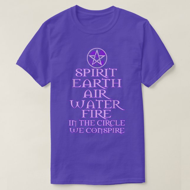 T-shirt Spirit Earth Air Water Fire WiccanWitch  (Design devant)