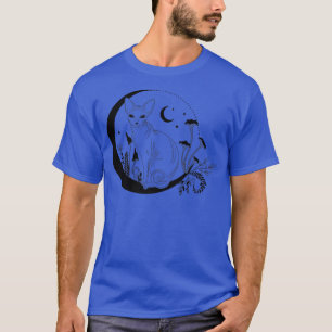 T-shirt Spiritual Esoteric Sphynx Cat Night Moon Mushroom 