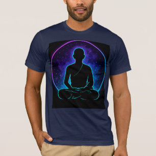 T-shirt Spirituel du moine méditant au néon   Ze c