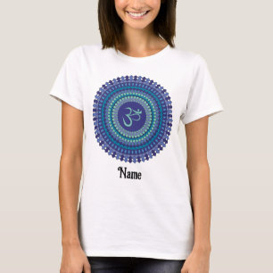 T-shirt Spirituel Mandala Om Purple Aqua Bleu Customisé