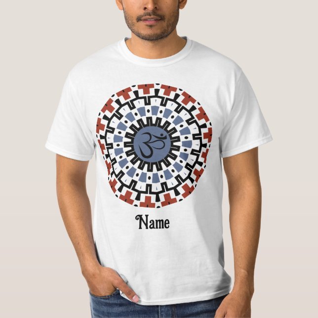 T-shirt Spirituel Mandala Yoga Om Blue Rust Customisé (Devant)