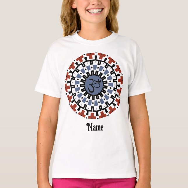 T-shirt Spirituel Mandala Yoga Om Blue Rust Customisé (Devant)