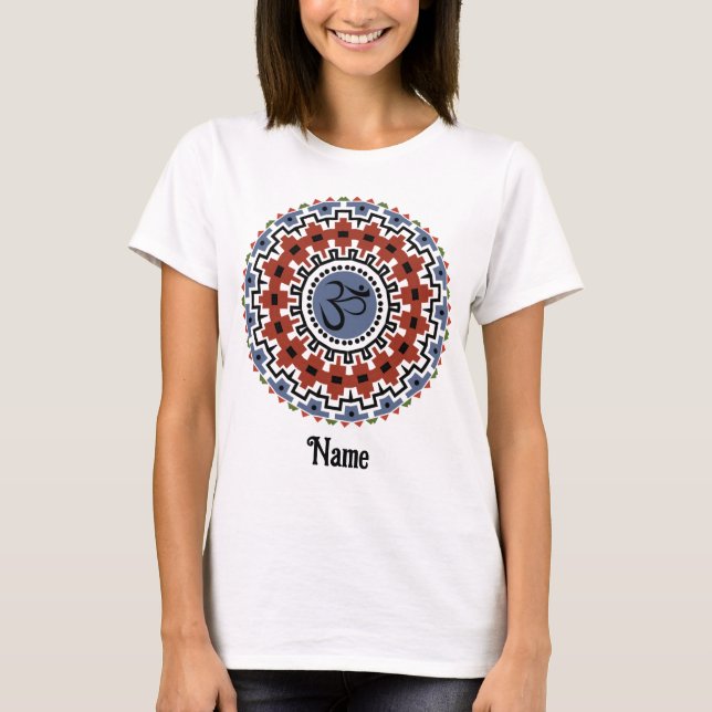 T-shirt Spirituel Mandala Yoga Om Rust Bleu Customisé (Devant)